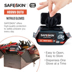 SAFESKIN Heavy Duty Nitrile Disposable Latex Free Gloves (40/160/1600 packs), Black Gloves for Food Prep, Cleaning, Mechanic