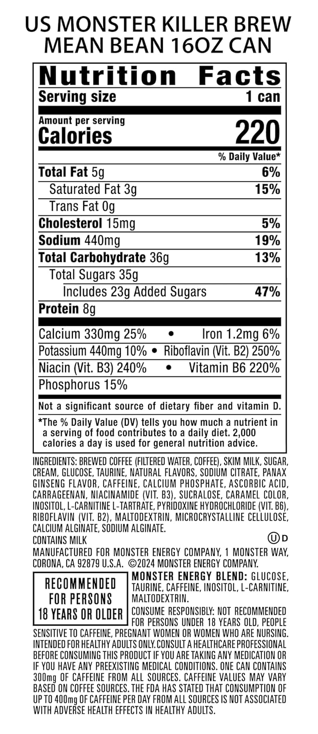 Monster Energy Killer Brew Mean Bean,15 Fl Oz (Pack of 12)