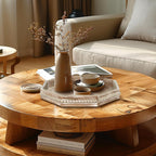 MAONAME Wood Serving Tray,Farmhouse Wooden Tray with Beads, Washed White Octagonal Serving Tray，Coffee Table Tray for Living Room, Kitchen, 12" X 12" X 1.6"