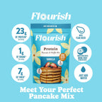 Flourish Protein Pancake & Waffle Mix, with Whey Protein & Flax Seed, No Added Sugar, High in Protein & Fiber - Just Add Water - Vanilla Flavour, 430g (3 Pack) - Made in Canada