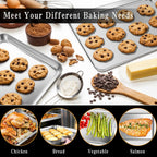 Stainless Steel Baking Sheet Set, 2 Pcs Half Cookie Sheet Pan Baking Trays for Oven, Non Stick and Heavy Duty and Easy Clean, 17.71 x 13.7 x 1 Inch