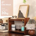 Coffee Mug Holder Wooden Cup Rack Mug Display Shelf Coffee Cup Holder for Countertop With 4 Mug Cups 2 Tier Wood Coffee Mugs Holder for Kitchen Coffee Cup Storage