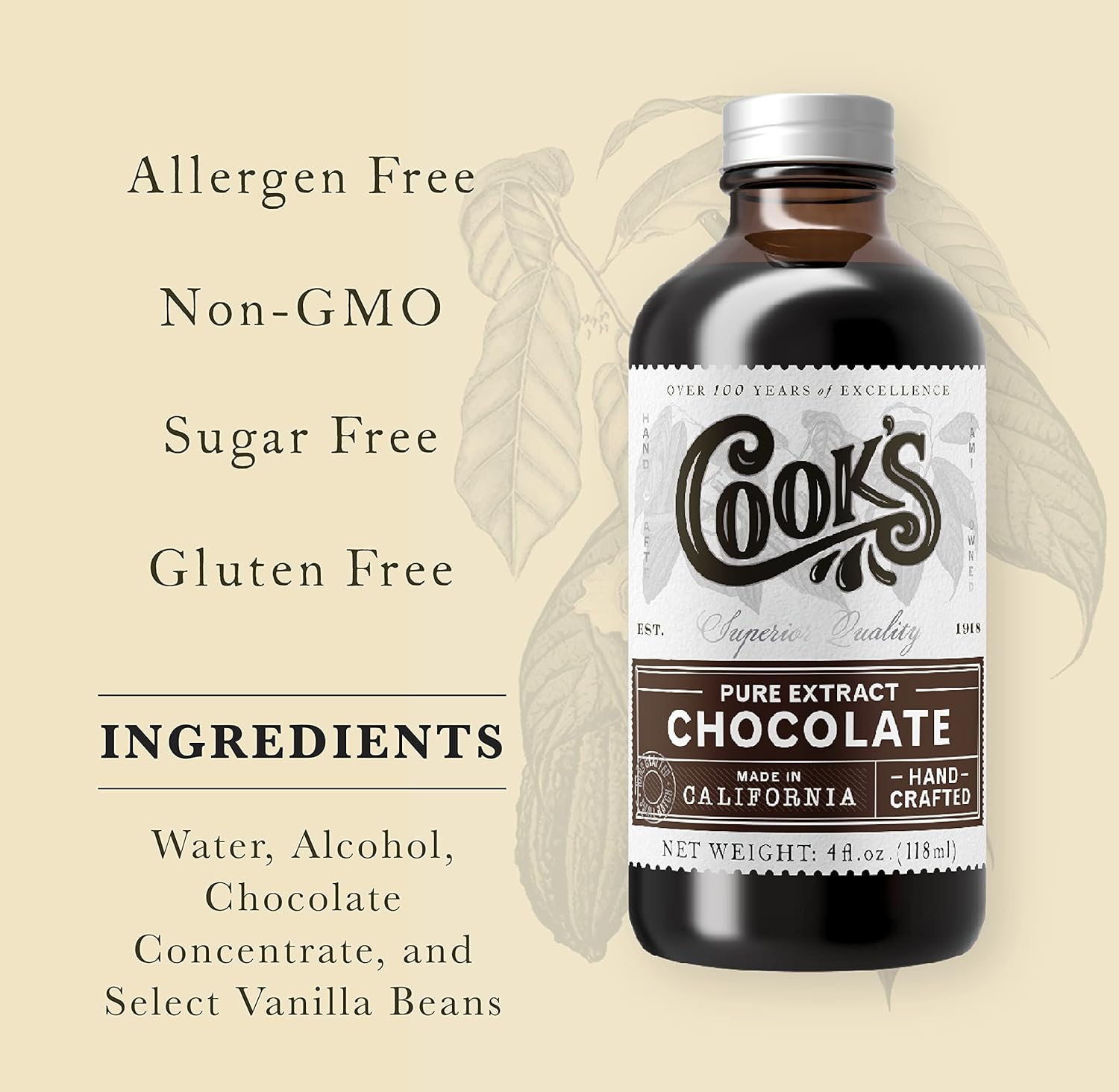 Cook's Pure Chocolate Extract 4 oz