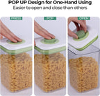 linoroso Pop Airtight Food Storage Containers with Time Recording Lids, BPA-Free Stackable Plastic Storage Containers Set of 4, Dry Cereal Container Set for Pantry Countertop Fridge Organization