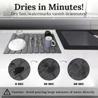 Large Stone Dish Drying Mat for Kitchen Counter 23.5”x 15.25” – Elegant Marbled-Inspired Surface Quick-Dry Absorbent Diatomaceous Earth - Multi-Use & Kitchen Mat for Dishes & Bottle Cups (Dark Gray)