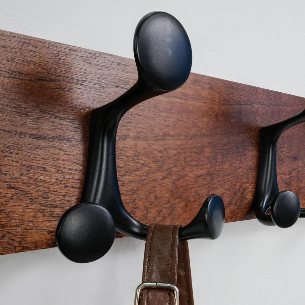 SKOLOO 36-Inch Wood Coat Rack Wall Mount with 6 Triple Hooks - Ideal for Family Entrances, Classrooms, and Pet Supplies Storage - Perfect Coat Hooks for Wall,Mahogany (Sapele)