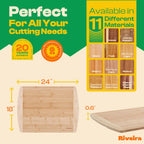 Riveira Two Tone Bamboo Wood Cutting Board – Gourmet Bamboo Grandeur: 24 x 18 Wooden Cutting Board – Wooden Cutting Boards For Kitchen Decorative – Innovative Juice Grooves Wooden Chopping Board