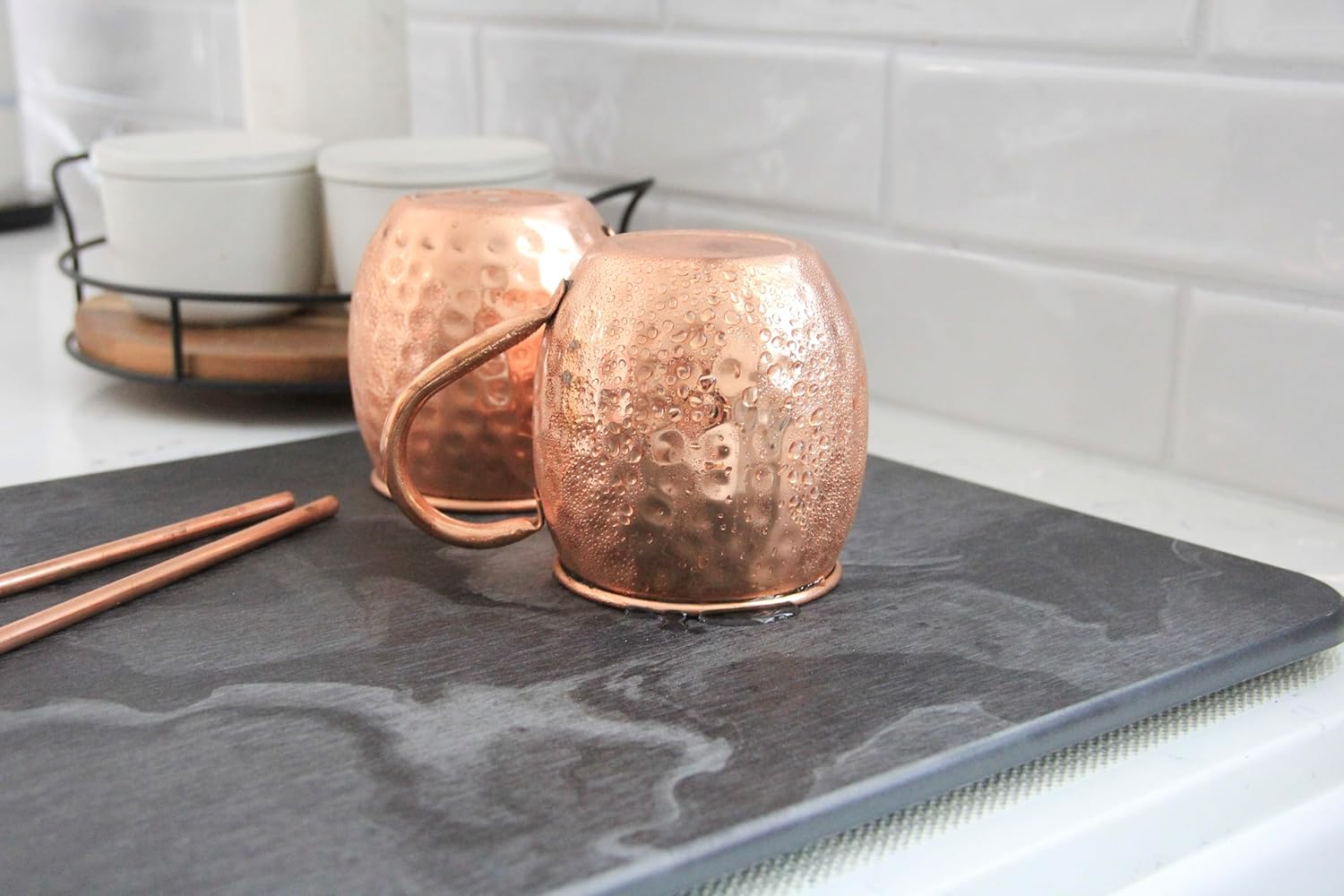 Large Stone Drying Mat for Kitchen Counter, Water Absorbing Stone, Quick Dry Stone Mat Kitchen, Diatomaceous Earth Dish Drying Mat (17.7 x 13.8 Inch Black Marble Drying Mat)