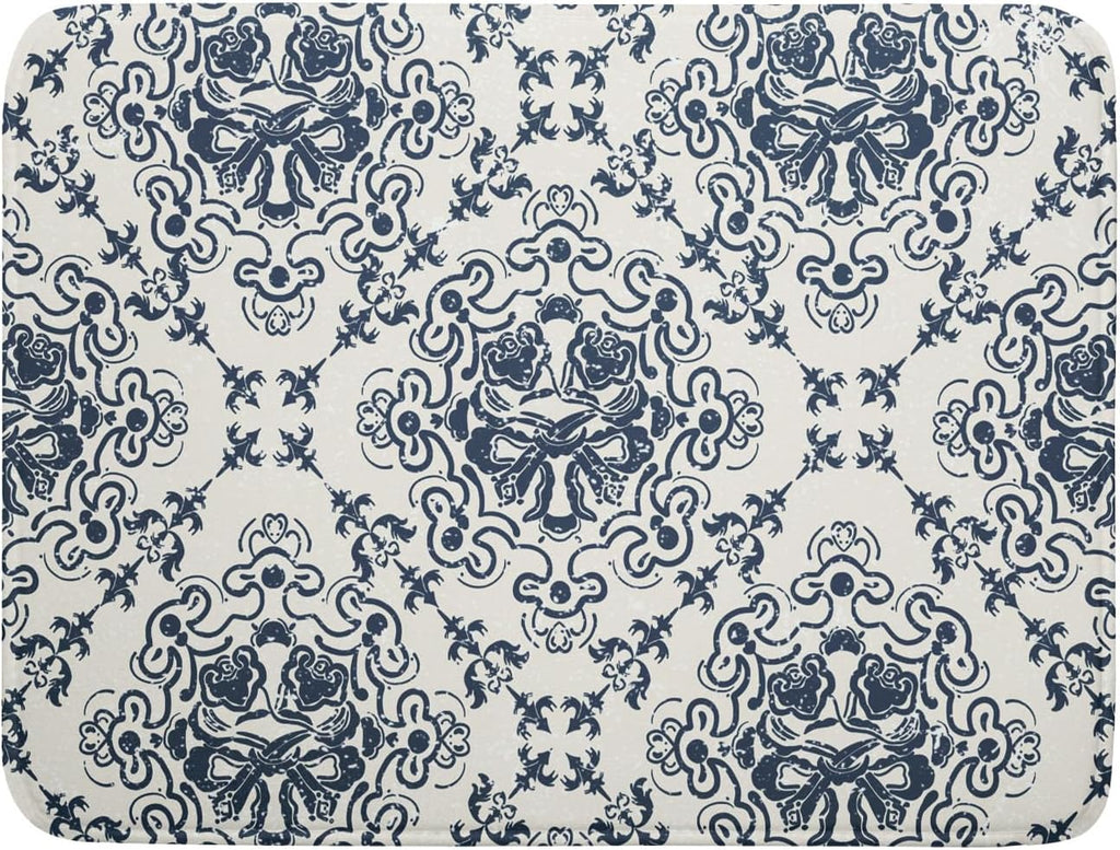 Bohemian Grey Retro Dish Drying Mat for Kitchen Counter,Boho Abstract Flower Art Drying Mat 18 x 24 Inch Microfiber Dish Drying Pad Dish Rack Pad Drainer Mat for Coffee Bar