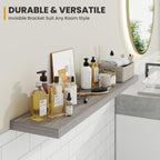 30 Inch Floating Shelves, 9.3" Deep Floating Shelf Wall Mounted, 30" Wall Shelves, Rustic Deep Bookshelf, Large Display Shelves & Storage Shelves for Bedroom, Living Room, Gray, Set of 2