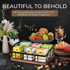 Tea Bag Organizer, Tea Bag Holder Storage with 6 Slots Iron Wire Basket with Wooden Base, Tea Bar Accessories for Countertop Cabinet Drawer, Tea Station for Coffee Capsules Creamer Sweetener Sugar