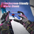 HANDLANDY Waterproof Insulated Work Gloves, 3M Thinsulate Thermal Winter Gloves for Men Women Touch Screen, Warm Ski Snowboard Cold Weather Gloves (Small, Pink)