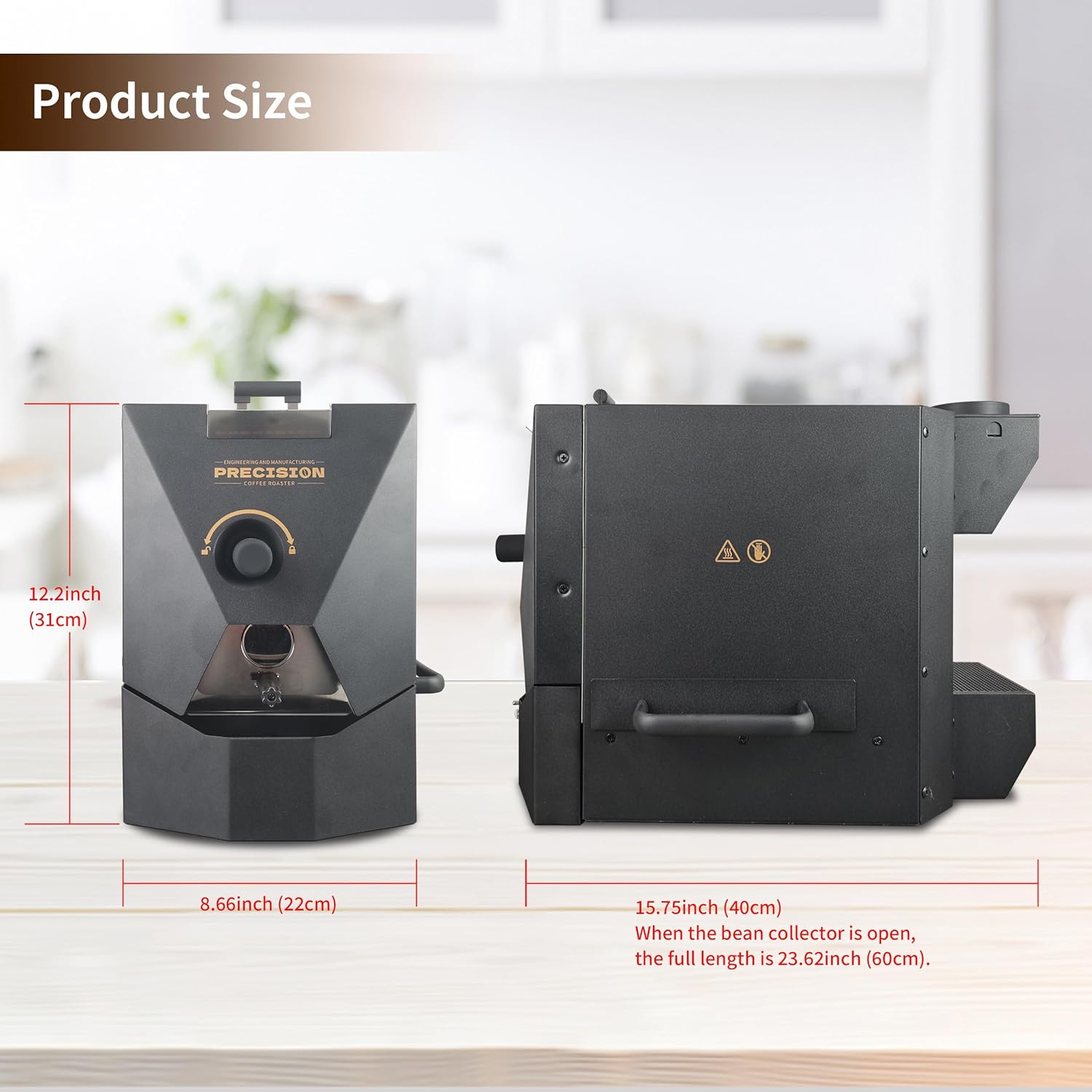 500g Automatic Coffee Roaster Machine for Home Use Wth Smoke Filter(Suitable for Light Roasting), The Smoke Pipes (Suitable for Medium and Dark Roasting) and Chaff Collector