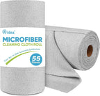 AIDEA Microfiber Cleaning Cloth Roll, Shop Towels 55 Sheets, Grey Microfiber Towels for Cars, Washable Shop Rags Reusable Paper Towel for Automotive, Workshop, House, Kitchen, Cleaning Supplies11×9"