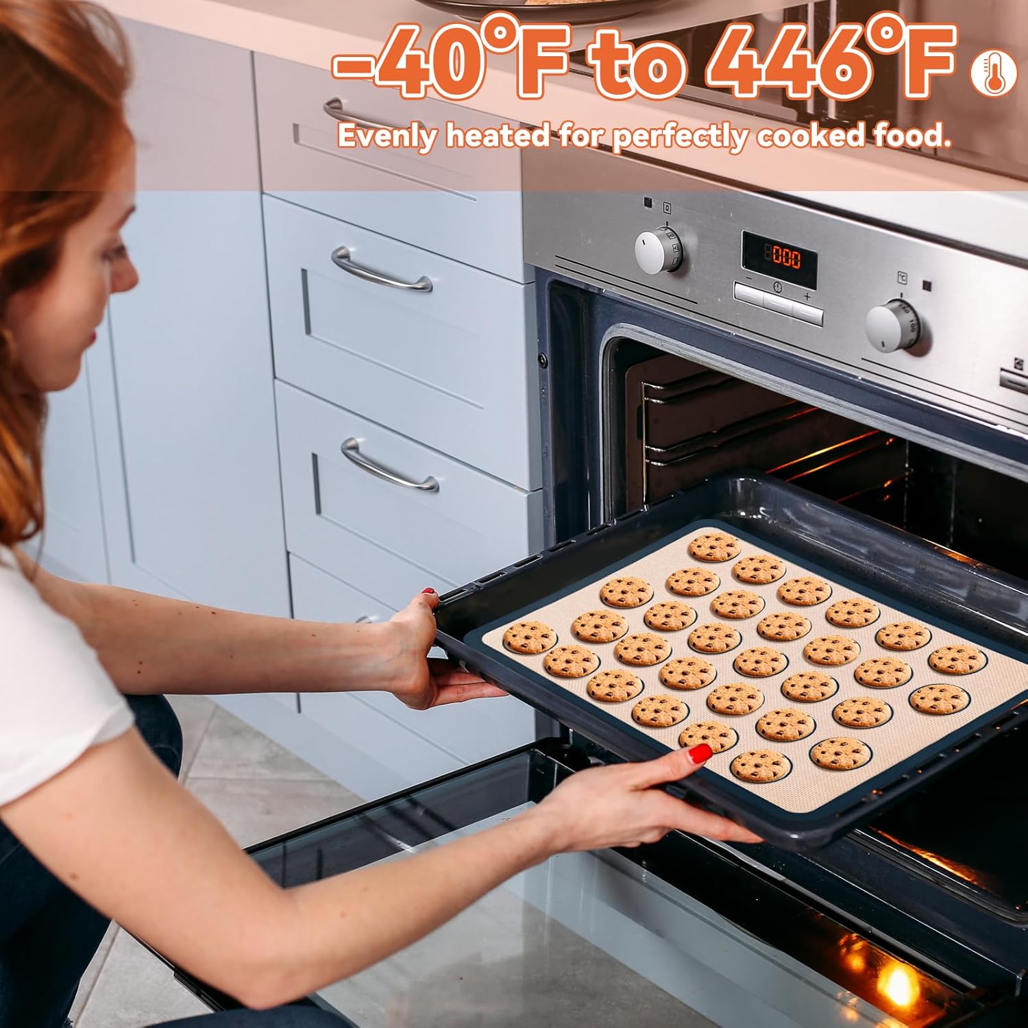 Silicone Baking Mat,Bread Baking Mats All-in-One Silicone Baking Mat Set - Kneading Mat,Non-Stick Pizza Bakeware Mat for Making Cookie,Bread,Bun,Pastry