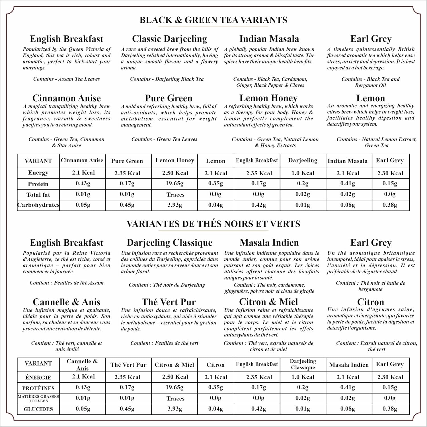 Octavius Floral Cutwork Wooden Tea Sampler Box | Tea Variety Pack Sampler | Green & Black Tea Assortment Gift Box | Perfect For Gifting & Personal Consumption - 6 flavor & 90 bags