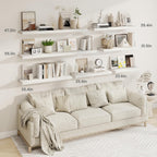 Fun Memories 40" Rustic Wood Floating Shelves with Invisible Brackets for Storage & Decor, Deep Wall Mounted Shelves for Bathroom, Kitchen, Living Room (White, Set of 2)