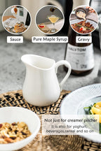LYEOBOH 9 OZ Creamer Pitcher, Small White Creamer Pitcher for Coffee, Milk, Modern Kitchen Accessory - Ceramic