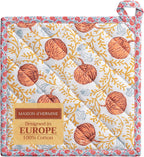 Maison d' Hermine Pot Holders 100% Cotton Heat Resistant Potholders 8" x 8" Hot Pads with Loop BBQ, Cooking, Baking, Grilling, Kitchen, Handling Hot Pans (Pack of 1, Harvest Festival)