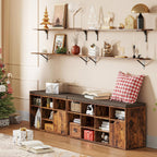 DINZI LVJ Long Wall Shelves, 47.3Inch Floating Shelves Set of 2, Extra Large Wall Storage Ledges with Sturdy Metal Brackets for Living Room, Bathroom, Bedroom, Kitchen, Rustic Brown