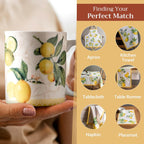 Maison d' Hermine Coffee Mug with Handles Fine Bone China Mugs Pack of One Tea Cups for Hot Beverages Cappuccino Latte Home Restaurant Office Perfect for Gift (Limoncello - Verna, 12 Ounce)