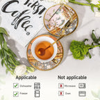 Tea Cups and Saucers Set of 8, 8 OZ Floral Tea Cup with Saucer, Vintage Tea Cups Porcelain Tea Set with Spoon for Latte, Mocha, Afternoon Tea Birthday Party Supply Thanksgiving Day Halloween gifts