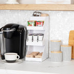 Mind Reader Coffee Tea Utensil and Condiment Station, Countertop Organizer, Coffee Bar, Kitchen, 6" L x 9" W x 16" H, White (Pack of 2)