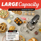 Gourmia 7 Qt Stand Mixer w/Attachments, Bowl Shield, Dough Hook, Whisk & Beater - 10-Speed Heavy Duty Kitchen Countertop Electric Dough Mixer