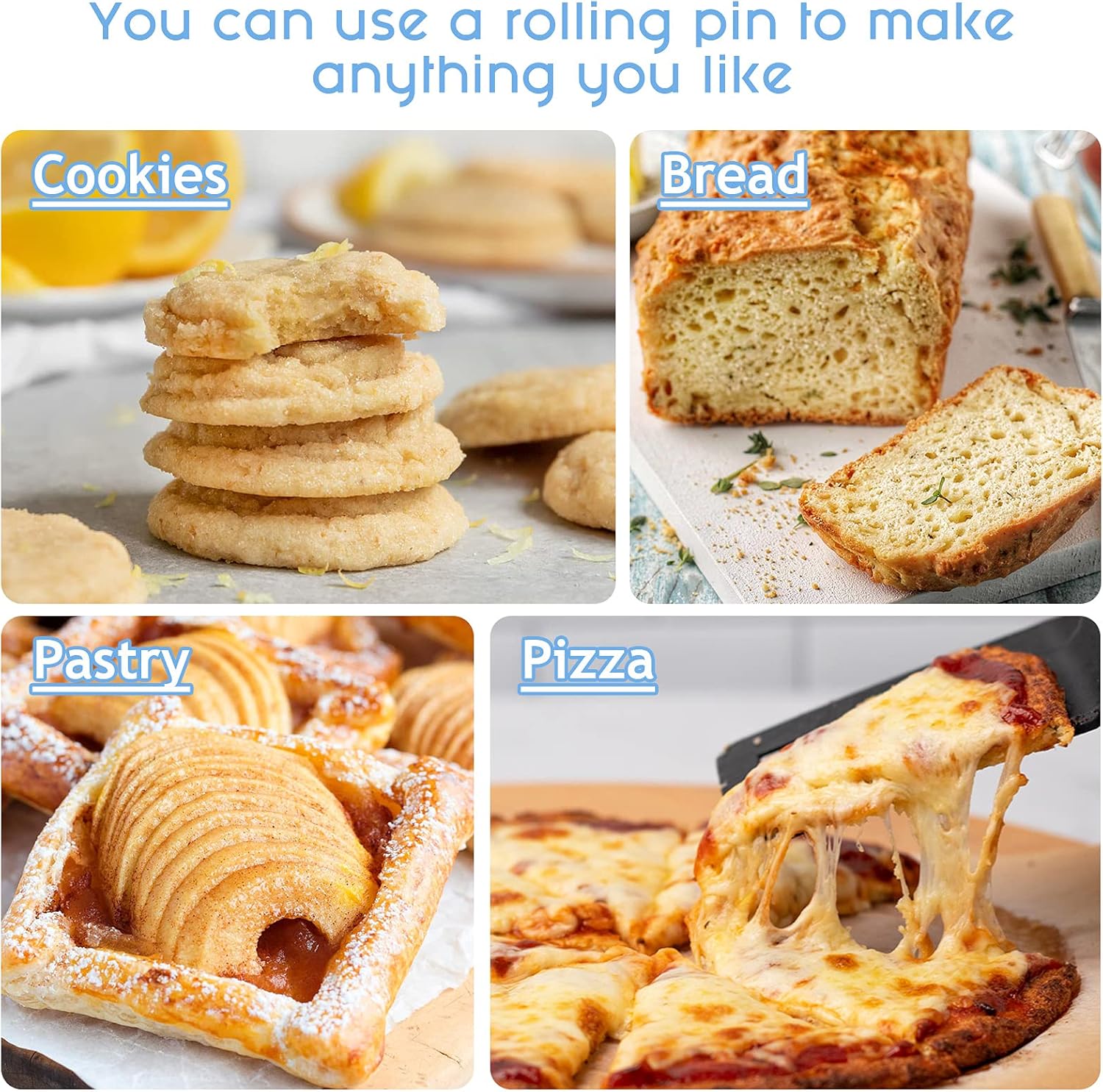 Rolling Pin Dough Roller for Baking with Thickened Non Stick Silicone Metal Handle Rolling Pin Stainless steel Fondant Roller Pin Cookie Pastry Kitchen Accessories 13.8 X 1.5 Inches