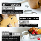 Secretbase 3 Speed Rechargeable Milk Frother Handheld, USB Charging Cradle - Stainless Steel Whisk for Bulletproof Coffee, Espresso Whipper, Mini Electric Stirrer (Black Frother without Pitcher)