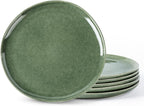 AmorArc Ceramic Dinner Plates Set of 6, 10.5 Inch Handmade Reactive Glaze Stoneware Plates, Rustic Shape Dinnerware Dish Set for Kitchen, Microwave & Dishwasher Safe, Scratch Resistant