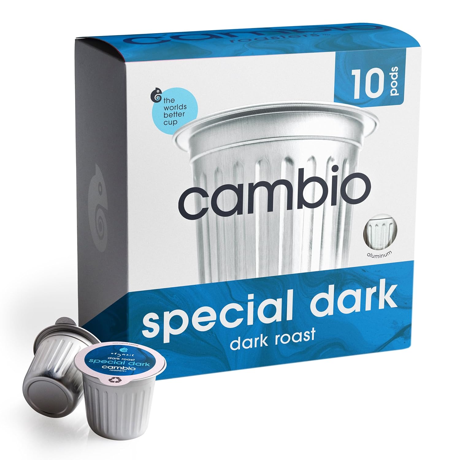 Cambio Roasters® Dark Roast Coffee Pods Recyclable Aluminum K Cup Dark Roast Coffee Pods Dark Roast, 10 Count, KCup Compatible, 100% Arabica Beans