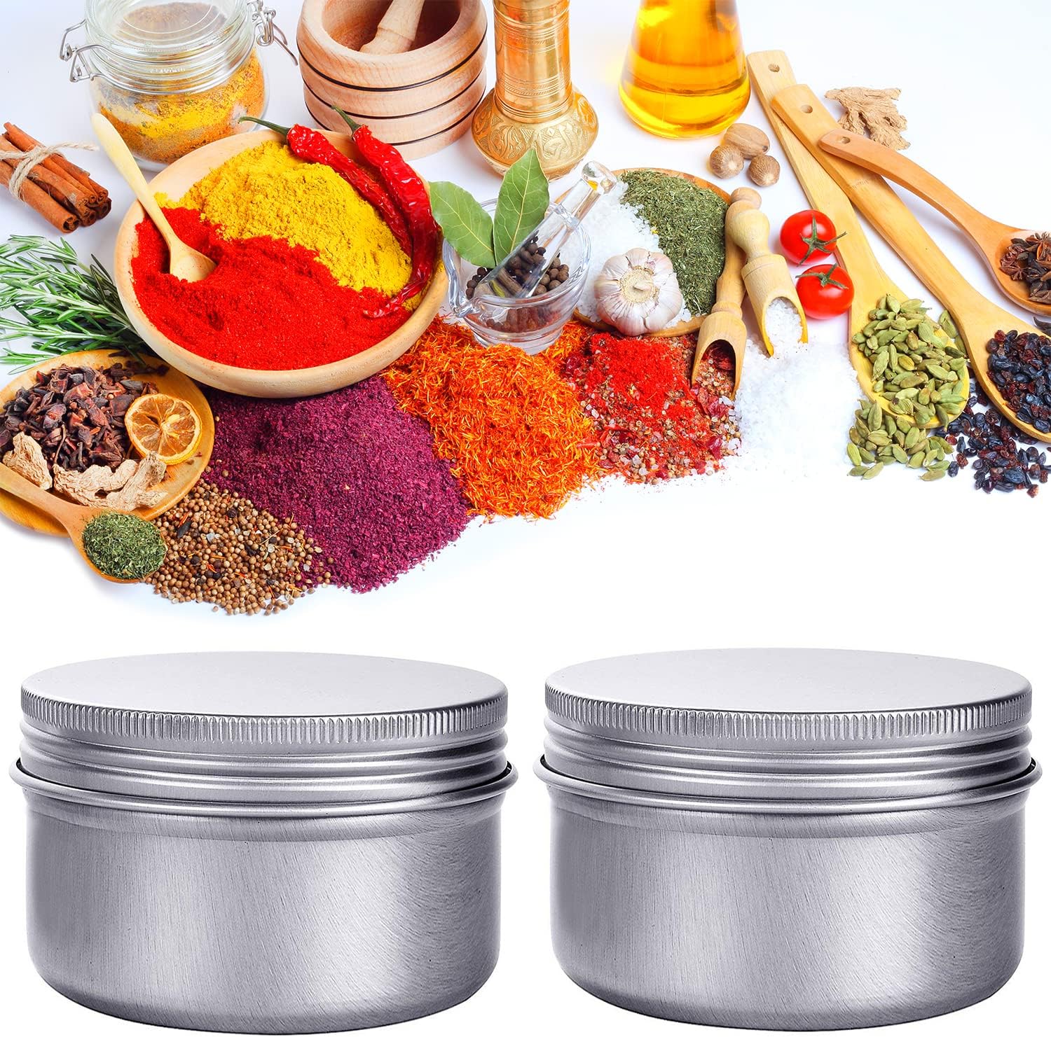6 Ounce Aluminum Cans 180 mL Screw Lid Metal Storage Tins Containers for Storing Spices, Candies, Lip Balm, Candles, 6 Pcs.