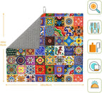 Bohemian Chic Floral Dish Drying Mat, Highly Absorbent Microfiber Kitchen Counter Pad Reusable Washable, 16*18"