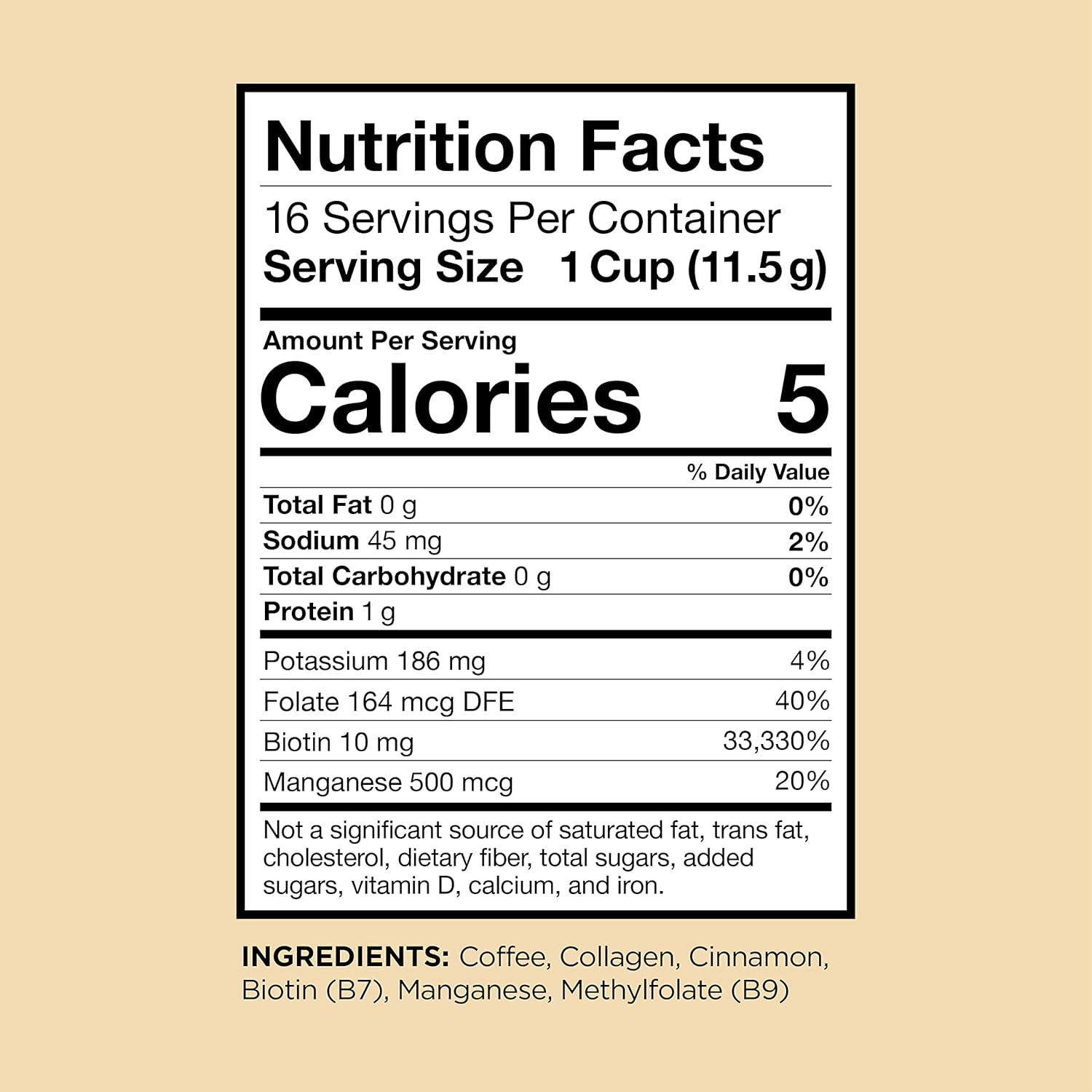 VitaCup Beauty Collagen Coffee Pods for Hair, Skin & Nails, with Biotin & Folate, Medium Dark Roast, Keto Friendly, Recyclable Single Serve Pod Compatible with Keurig K-Cup Brewers,32 Ct