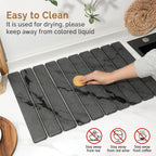 2 PCS Large Stone Dish Drying Mat for Kitchen Counter,Quick Dry Stone Dishes Mats,Marbled Water Absorbing Diatomaceous Earth Drying Pad for Countertop Bottles Utensils Cups（Dark Gray 24"×16" & 8"x4"）