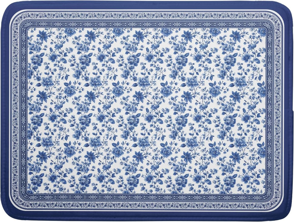 Blue Floral Branches Dish Drying Mat for Kitchen Counter Chinoiserie Pattern Dish Drying Pad 18x24 In Absorbent Vintage Flowers Decor Dishes Drainer Pad Dish Dry Rack Mat for Counter Coffee Bar