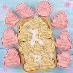 8pcs Christmas Cookie Cutter Set Merry Christmas Cookie Cutters with Plunger Stamps Biscuit Mold 3D Snowman Cookie Molds Cake Baking Fondant Cutter Christmas Party DIY Cookie Decorating Supplies (L8)