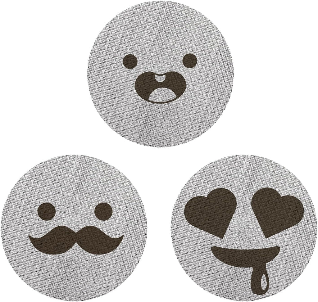 58.5mm Espresso Puck Screen 3-Pack, Lower Shower Screen, Metal Coffee Reusable Filter for 58mm Espresso Portafilter Basket, 1.7 Thickness(Cute Face)