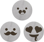 58.5mm Espresso Puck Screen 3-Pack, Lower Shower Screen, Metal Coffee Reusable Filter for 58mm Espresso Portafilter Basket, 1.7 Thickness(Cute Face)