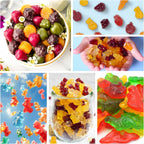 Gummy Candy Molds - Silicone Gummy Bear/Dinosaur/Fruit Snack Molds for Kids With 2pcs Dropper,Non-stick and Bpa Free for Mini Candy Chocolate Gummies Baking