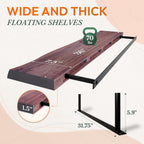 36" Acacia Live Edge Floating Shelves Set of 2 - Wall Mounted Wooden Shelf for Stylish Home Décor - Cherry Color 36x7.5x1.5 Inches