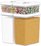 DWËLLZA KITCHEN Large Airtight Food Storage Containers - Clear Plastic Bulk Food Pantry & Kitchen Storage Containers for Flour, Sugar and Baking Supplies 4 Pcs. BPA-Free, Keeps Fresh & Dry (White)