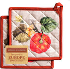 Maison d' Hermine Pot Holders Set 100% Cotton Heat Resistant Potholders 8" x 8" Hot Pads with Loop BBQ, Cooking, Baking, Grilling, Kitchen, Handling Hot Pans (Pack of 2, Potiron)