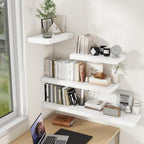 Fun Memories White Floating Shelves for Wall, 30 x 9 Inch Floating Shelf Set of 2, Rustic Natural Wood Wall Shelves, 9" Deep White Bathroom Shelves for Storage & Display