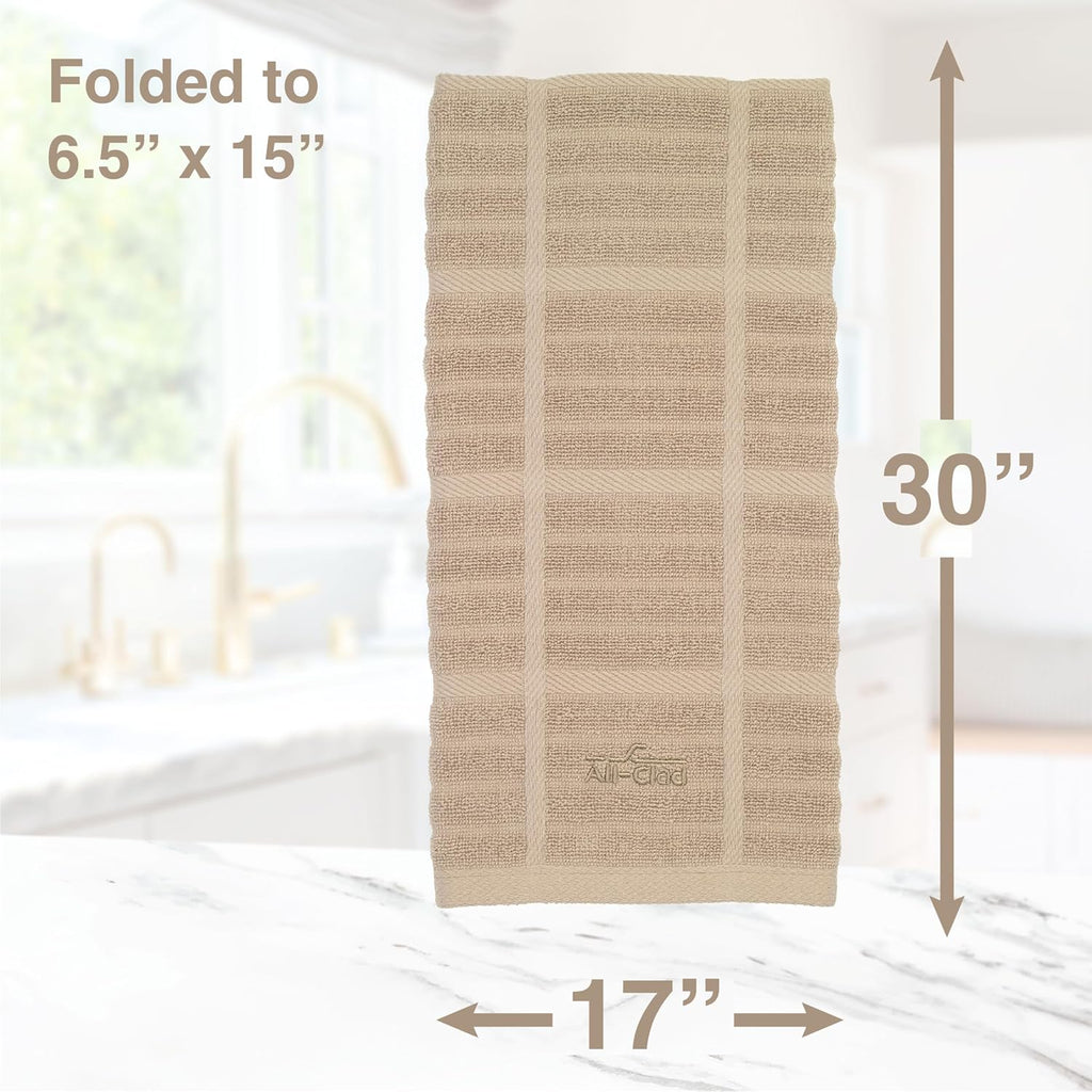 All-Clad Solid Kitchen Towel: Highly Absorbent, Super Soft Long Lasting - 100% Cotton, 17"x30" Tea Towel for Cleaning & Drying Dishes, Pans, Glassware, or Countertops, (1-Pack), Cappuccino