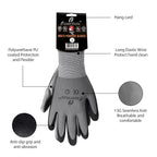 I9 Essentials Safety Work Gloves – 12 Pairs MicroFoam Nitrile Coated, Seamless Nylon Knit Grip Gloves for Construction, Home Improvement, Gardening, Mechanics, Automotive – Large, Breathable