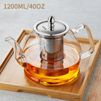 1200ml Glass Teapot with Removable Infuser, Stovetop Safe Tea Kettle, Blooming and Loose Leaf Tea Maker Set