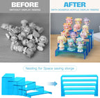 Goabroa Acrylic Display Risers, 2 Sets 10 Pcs Risers Display Stands, Rectangular Acrylic Shelves for Figures, Cupcake, Wine Glass and Handbag display, Transparent Cyan
