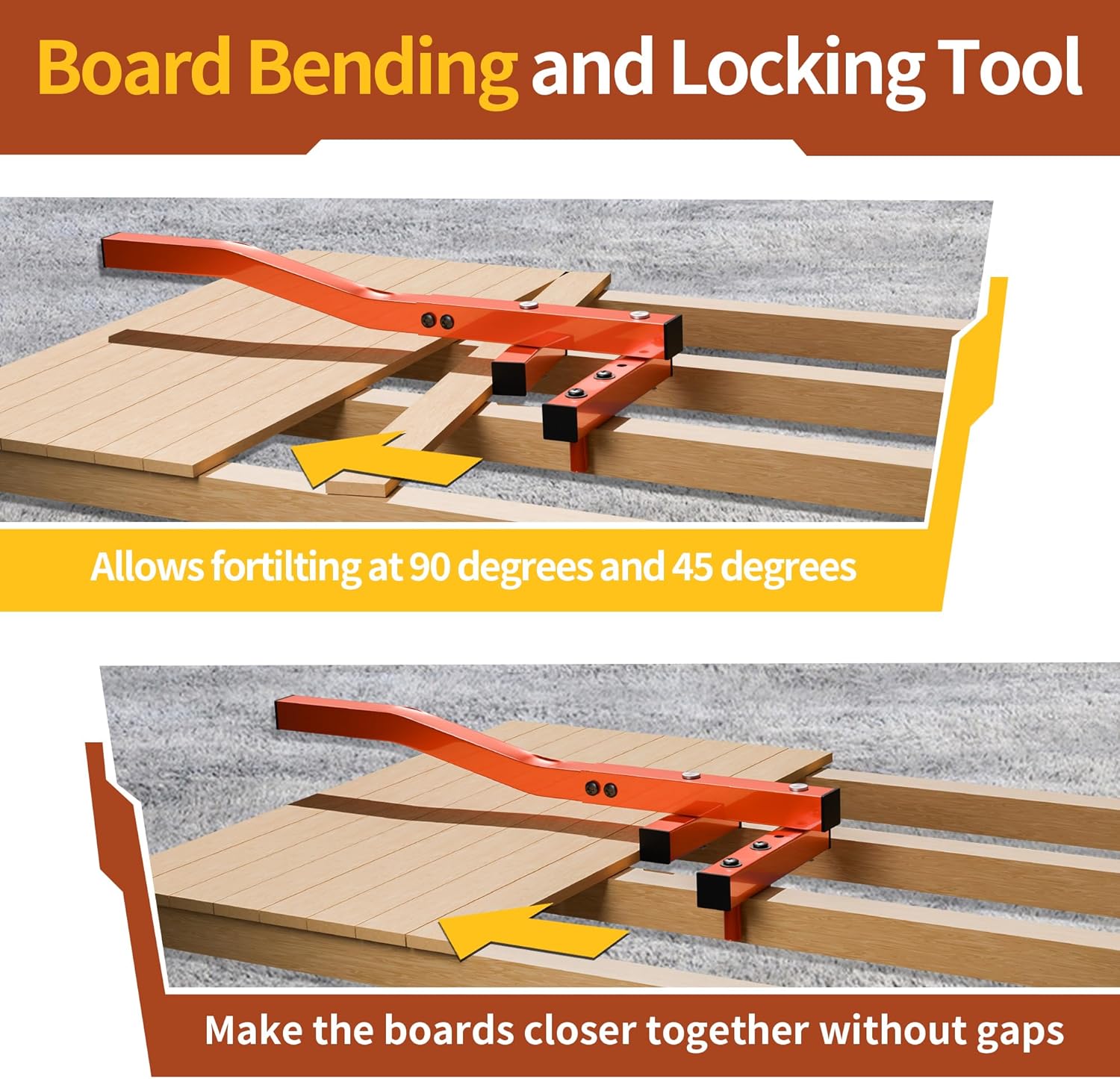 Deck Board Straightening Tool, Heavy-Duty Steel Adjustable Deck Tool, Deck Board Removal tool With Removable Grip for Easy Storage, Door Gap Adjustment Tool to Tighten up The Gaps